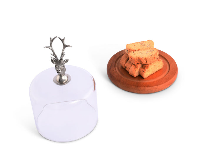 Elk Head Glass Covered Cheese Wood Board