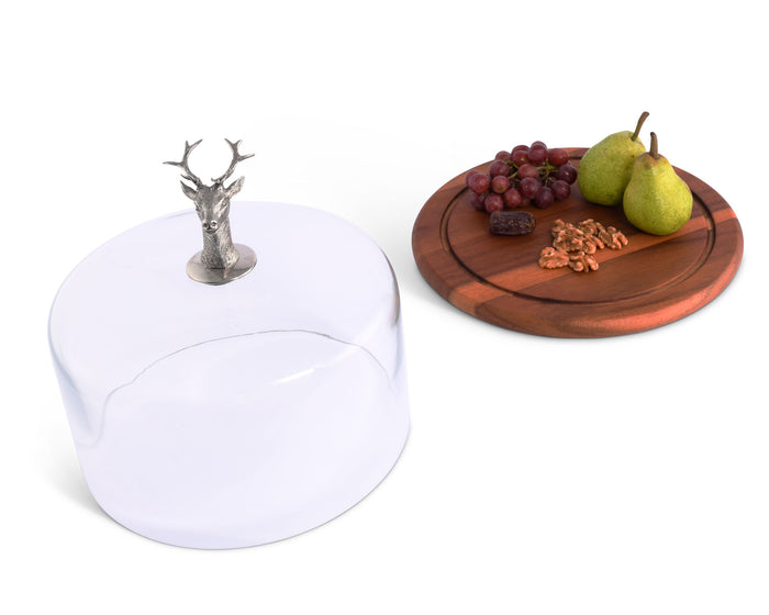Elk Head Glass Covered Cheese Wood Board