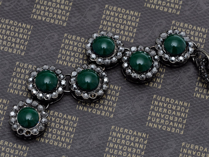 Emerald Green Attached Beads Floral Flower Necklace