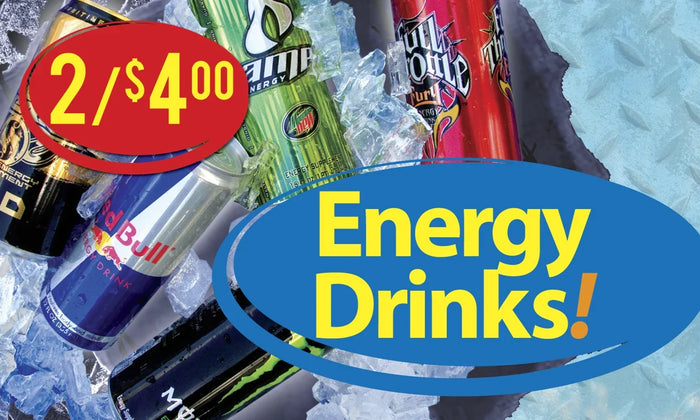 Energy Drinks! Pump Topper Insert (Name Your Price) - 12"w x 20"h - UnitedSign