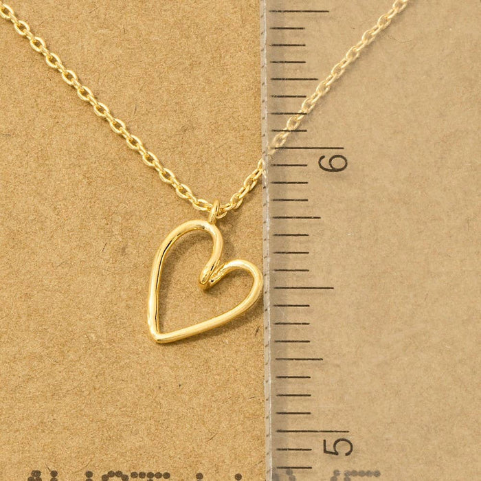 Fame Accessories - Gold Dipped Wire Heart Pendant Necklace