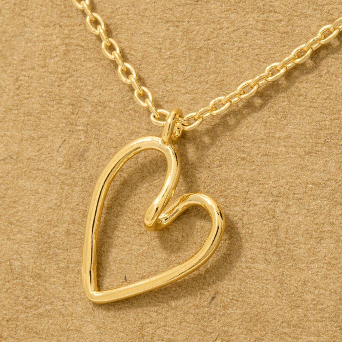 Fame Accessories - Gold Dipped Wire Heart Pendant Necklace