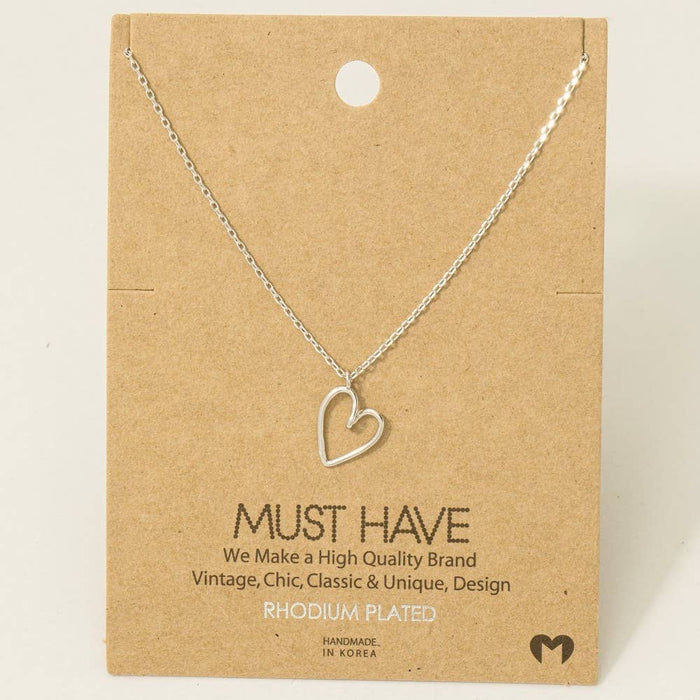 Fame Accessories - Gold Dipped Wire Heart Pendant Necklace