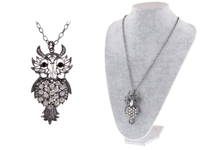 Filigree Shape Hoot Old Owl Jewelry Pendant Necklace
