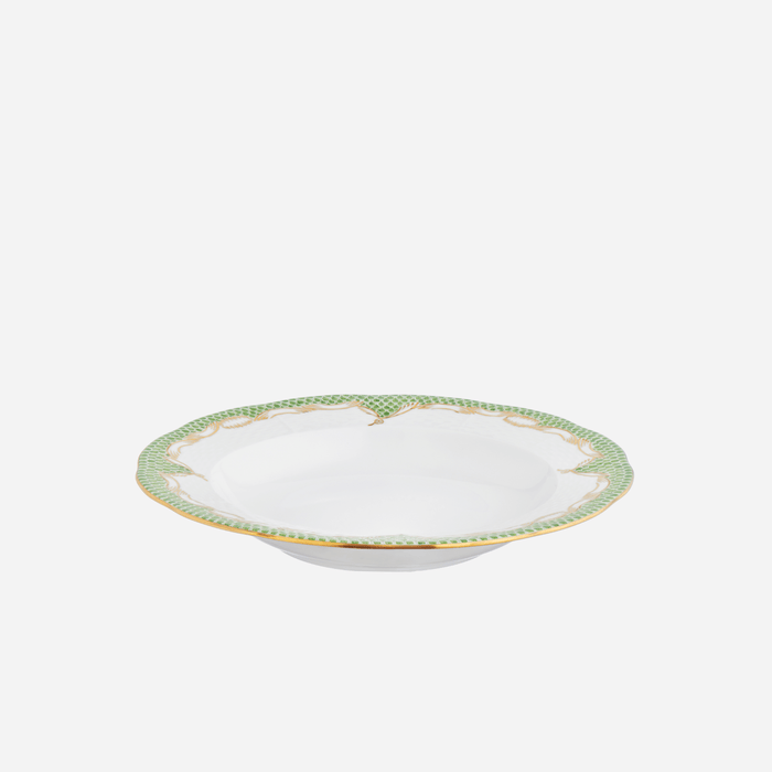 Fish Scale Green & Gold Soup Plate