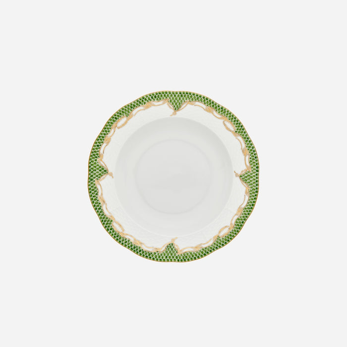 Fish Scale Green & Gold Soup Plate