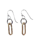 Gold Spiral Paperclip with Silver Dangle Earring