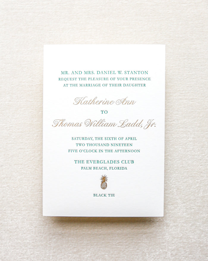 Golden Pineapple Invitation