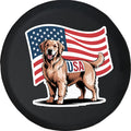 Golden Retriever America Dog USA Flag - Spare Tire Cover
