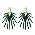 Green Sunburst Statement Drop Earrings