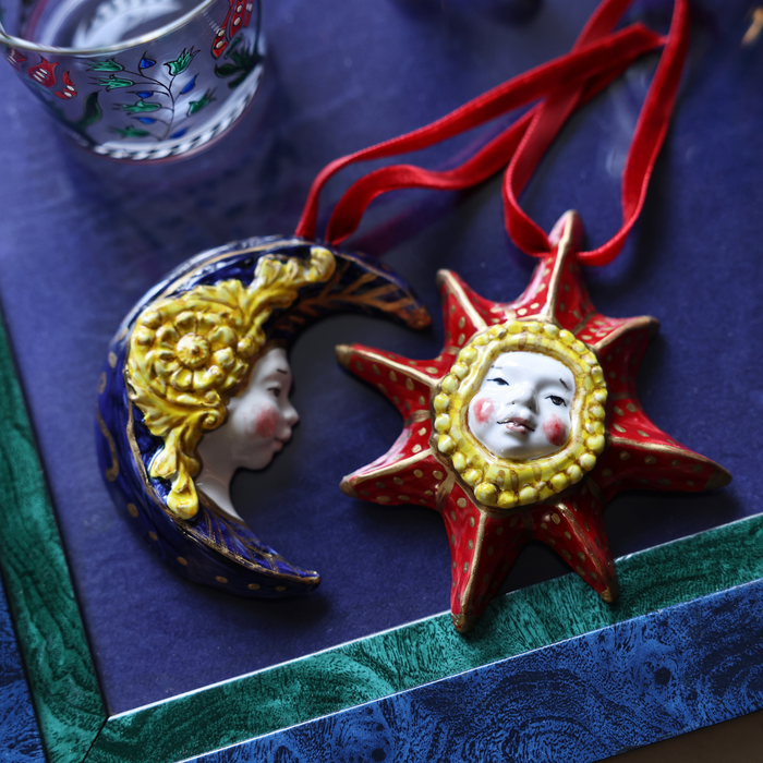Hand-Painted Ceramic Moon Ornament