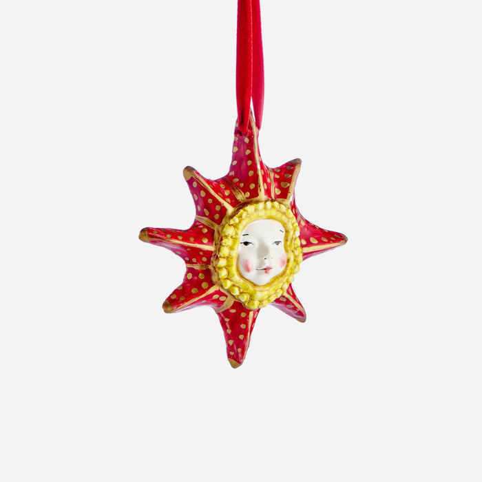 Hand-Painted Ceramic Sun Ornament