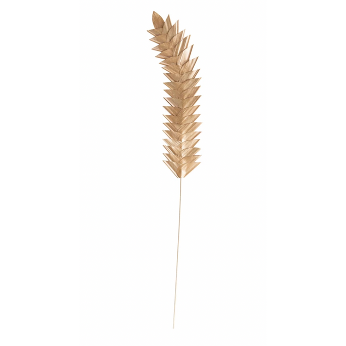 Handmade Dried Natural Buri Palm Pick, Brushed Gold Finish