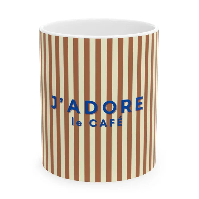 I Love Coffee Ceramic Mug-Brown, J'adore Le Café
