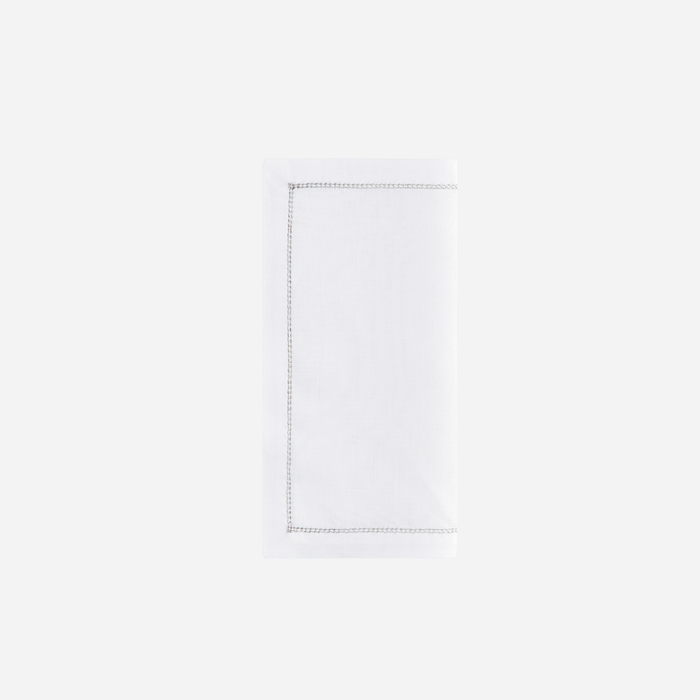 Infinity Hemstitch Silver Cocktail Napkin