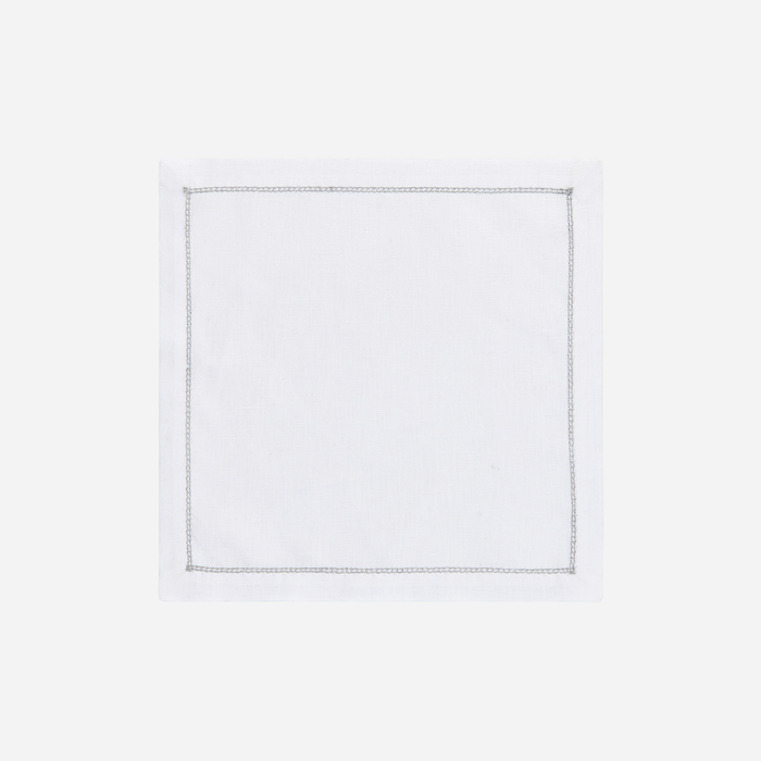 Infinity Hemstitch Silver Cocktail Napkin