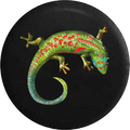 Island Gecko Green Blue Red Tropical Lizard RV Camper Spare Tire Cover-35 inch