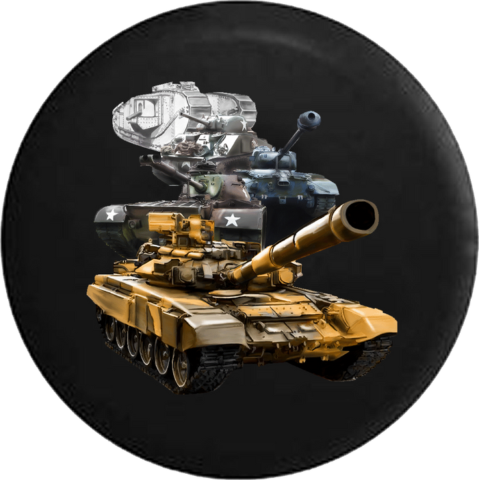 Jeep Liberty Spare Tire Cover With US Military Tanks