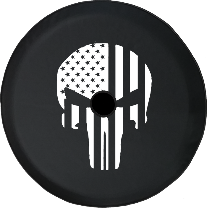 Jeep Wrangler JL Backup Camera American Flag Vertical Military Punisher Skull A236