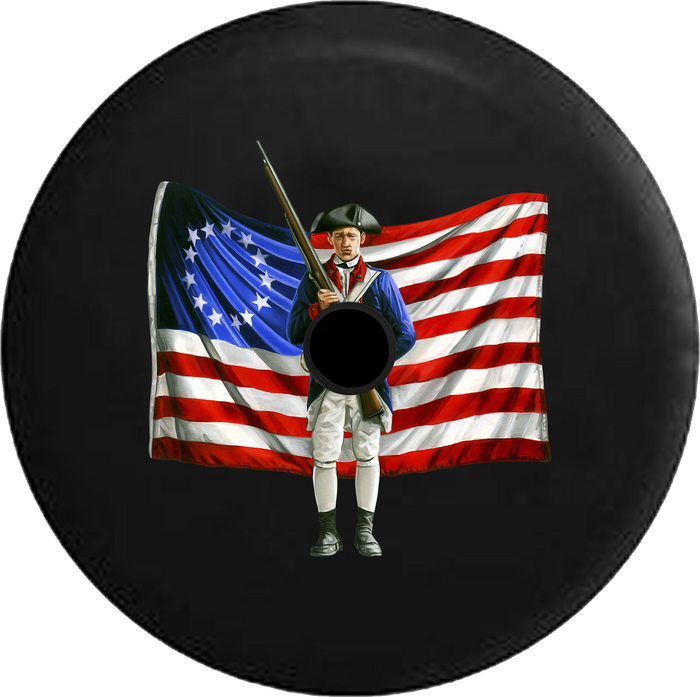 Jeep Wrangler JL Backup Camera Day American Patriot Continental Solider Original Flag Constitution Bear Arms RV Camper Spare Tire Cover-35 inch