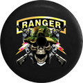 Jeep Wrangler JL Backup Camera Day Army Ranger Skull in Camo Hat Military Rifles Shield RV Camper Spare Tire Cover-35 inch