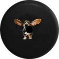 Jeep Wrangler JL Backup Camera Day Basset Hound Dog Ears Blowing in the Wind RV Camper Spare Tire Cover-35 inch