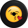 Jeep Wrangler JL Backup Camera Day Blowing Kiss Heart Emoji Face RV Camper Spare Tire Cover-35 inch
