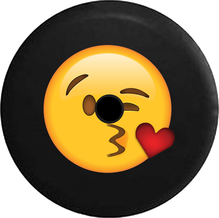 Jeep Wrangler JL Backup Camera Day Blowing Kiss Heart Emoji Face RV Camper Spare Tire Cover-35 inch