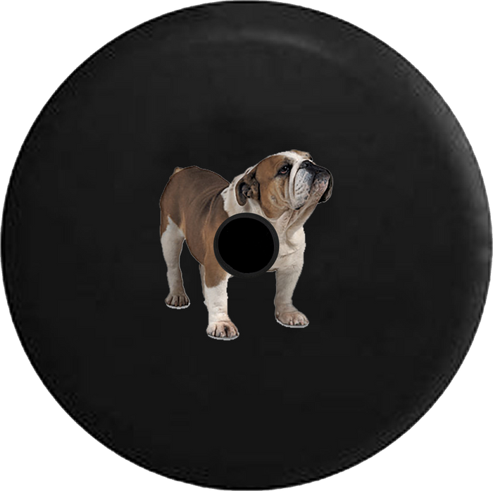 Jeep Wrangler JL Backup Camera Day English Bulldog Bull Dog Standing RV Camper Spare Tire Cover-35 inch