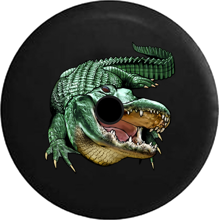 Jeep Wrangler JL Backup Camera Day Green Alligator Crocodile Swamp Life RV Camper Spare Tire Cover-35 inch