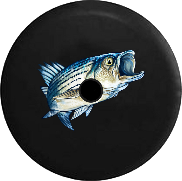 Jeep Wrangler JL Backup Camera Day Large Mouth Bass Fishing RV Camper Spare Tire Cover-35 inch
