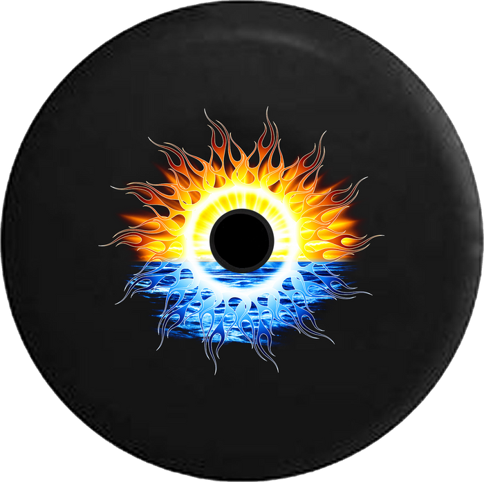 Jeep Wrangler JL Backup Camera Day Tribal Sunset Sunrise Waterfront RV Camper Spare Tire Cover-35 inch