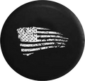Jeep Wrangler Tire Cover With Distressed Waving American Flag Print (Wrangler JK, TJ, YJ)