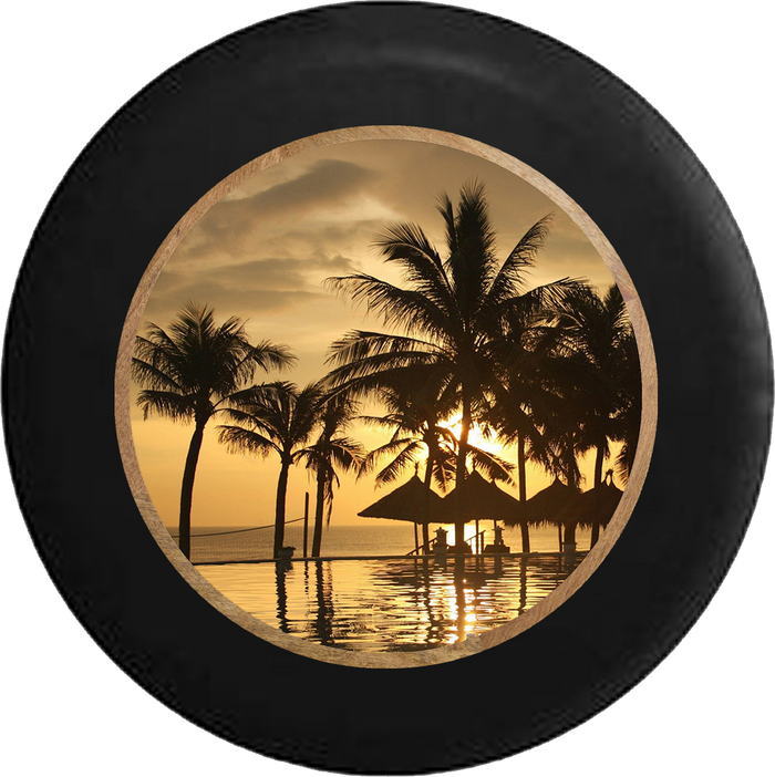 Jeep Wrangler Tire Cover With Tropical View Print (Wrangler JK, TJ, YJ)