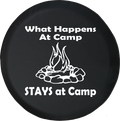 Jeep Wrangler Tire Cover With What Happens at Camp Print (Wrangler JK, TJ, YJ) White Ink