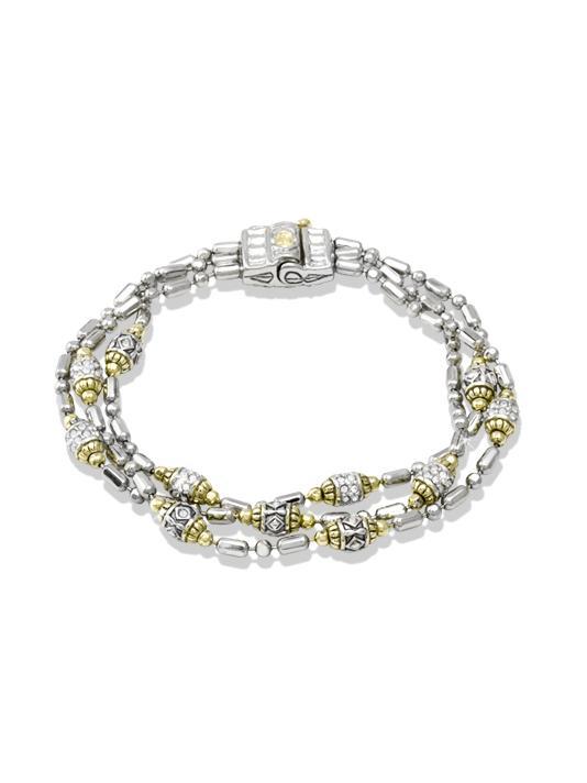 John Medeiros- Beaded Pave' Triple Strand Bracelet