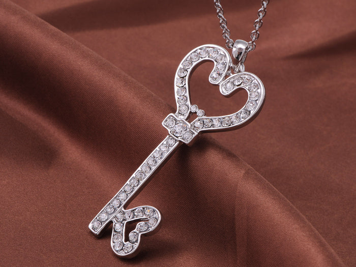 Key To My Heart Encrusted Secret Treasure Pendant Necklace