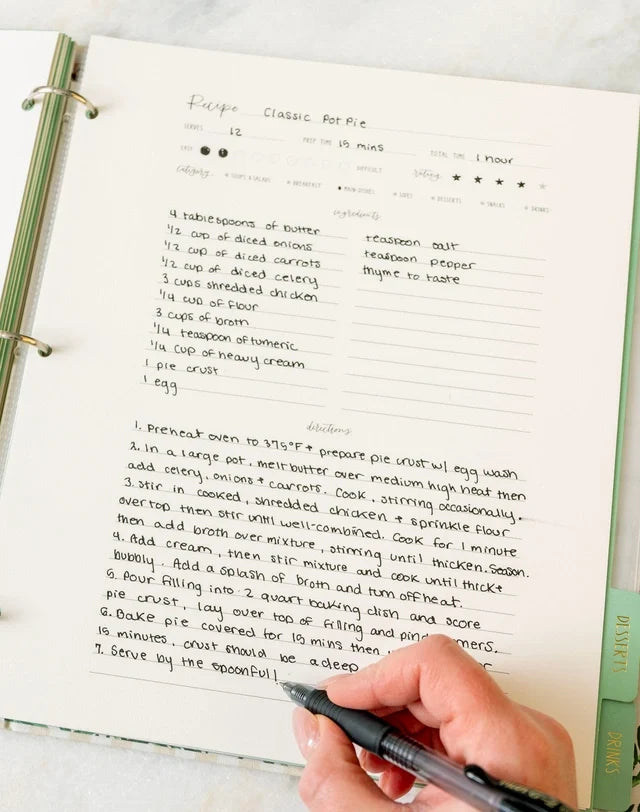 Large Recipe Page Set