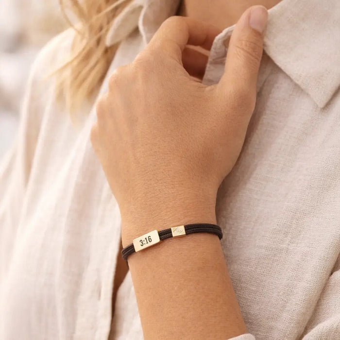 L&E Sentiment Cord Bracelet -John 3:16 You Are Loved