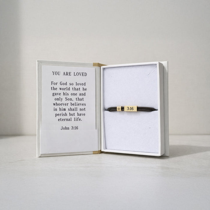 L&E Sentiment Cord Bracelet -John 3:16 You Are Loved