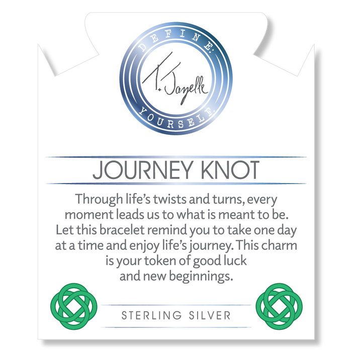Limited Edition: Green Fire Agate Gemstone Bracelet with Journey Knot Sterling Silver Charm