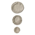 Set of 3 linen bowl covers, round covers with elastic ruffle, light beige
