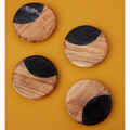 Marine Black Marble & Acacia Coasters