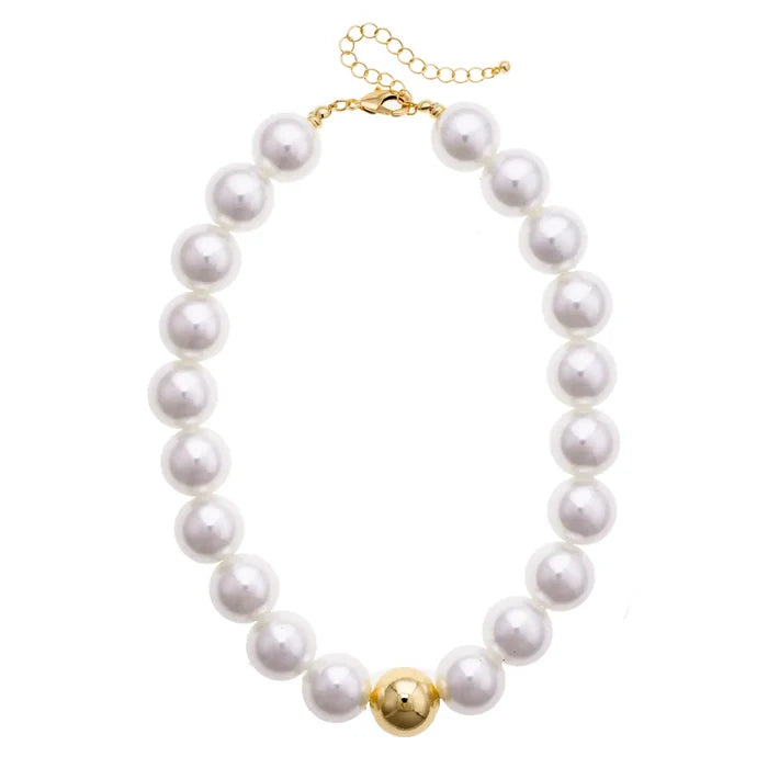 Marjorie Beaded Gumball Necklace in Ivory