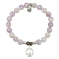 Mauve Jade Gemstone Bracelet with Claddagh Sterling Silver Charm