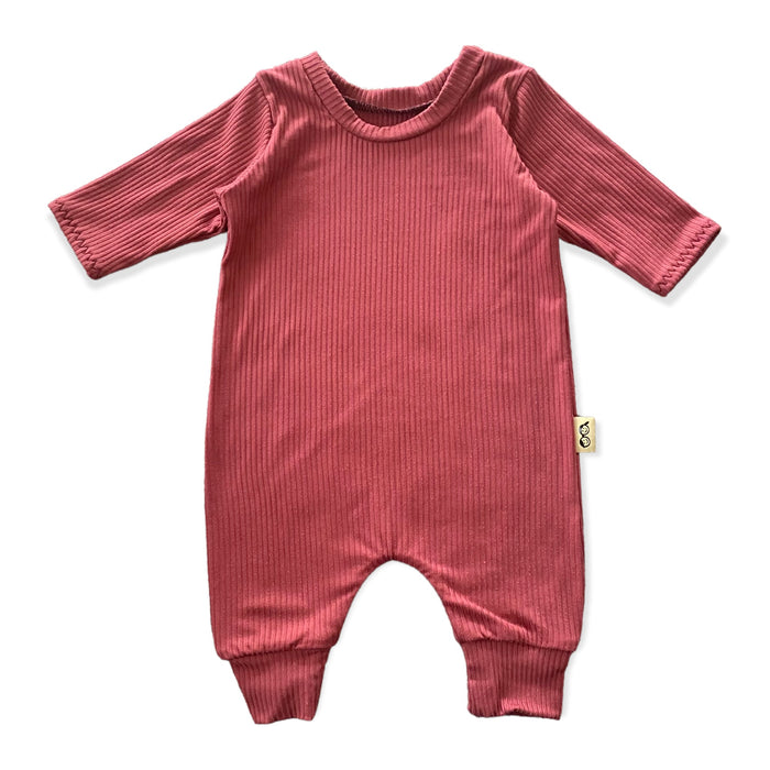 Mauve Rib Harem Long-Sleeve Romper