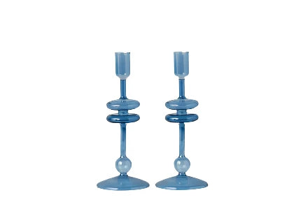 MEDIUM SAPPHIRE GLASS CANDLESTICK