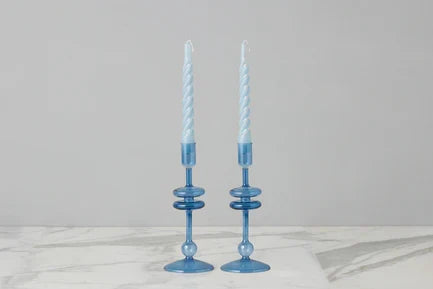MEDIUM SAPPHIRE GLASS CANDLESTICK