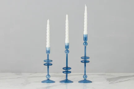 MEDIUM SAPPHIRE GLASS CANDLESTICK