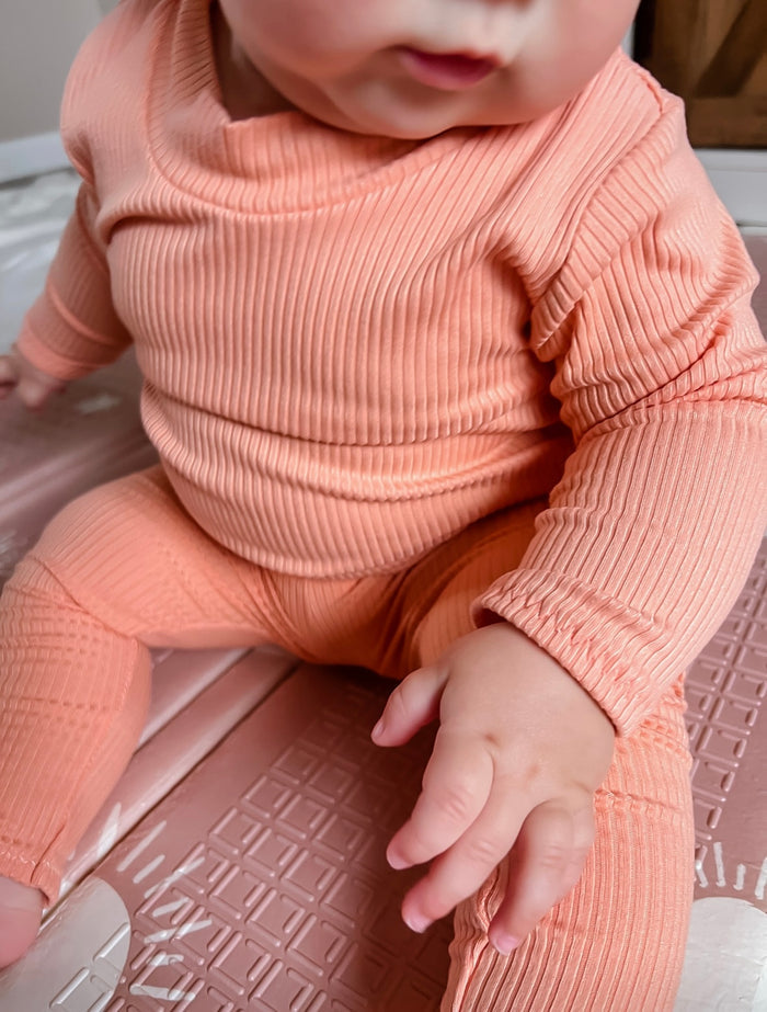 Melon Ribbed Lounge Set